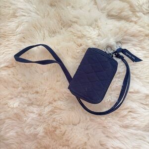 Vera Bradley Navy Wallet ID Card Holder with Breakaway Lanyard